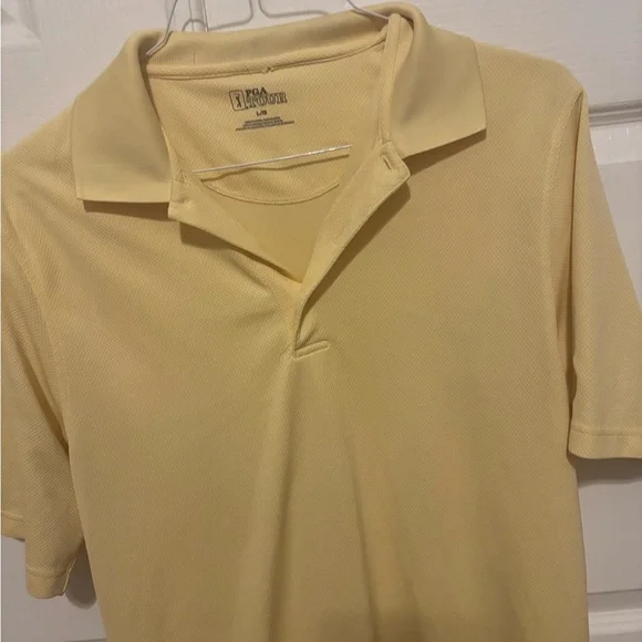 PGA Tour Polo Shirt Men's LG Yellow Pro Series Golf Polyester Athleisure - Picture 3 of 13